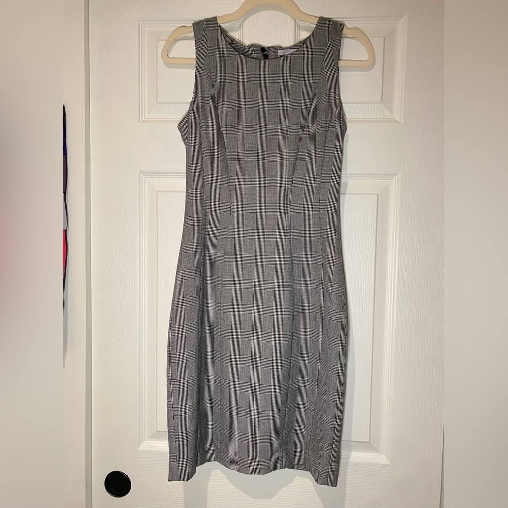 H&M Black and White Plaid Sleeveless Pencil Dress